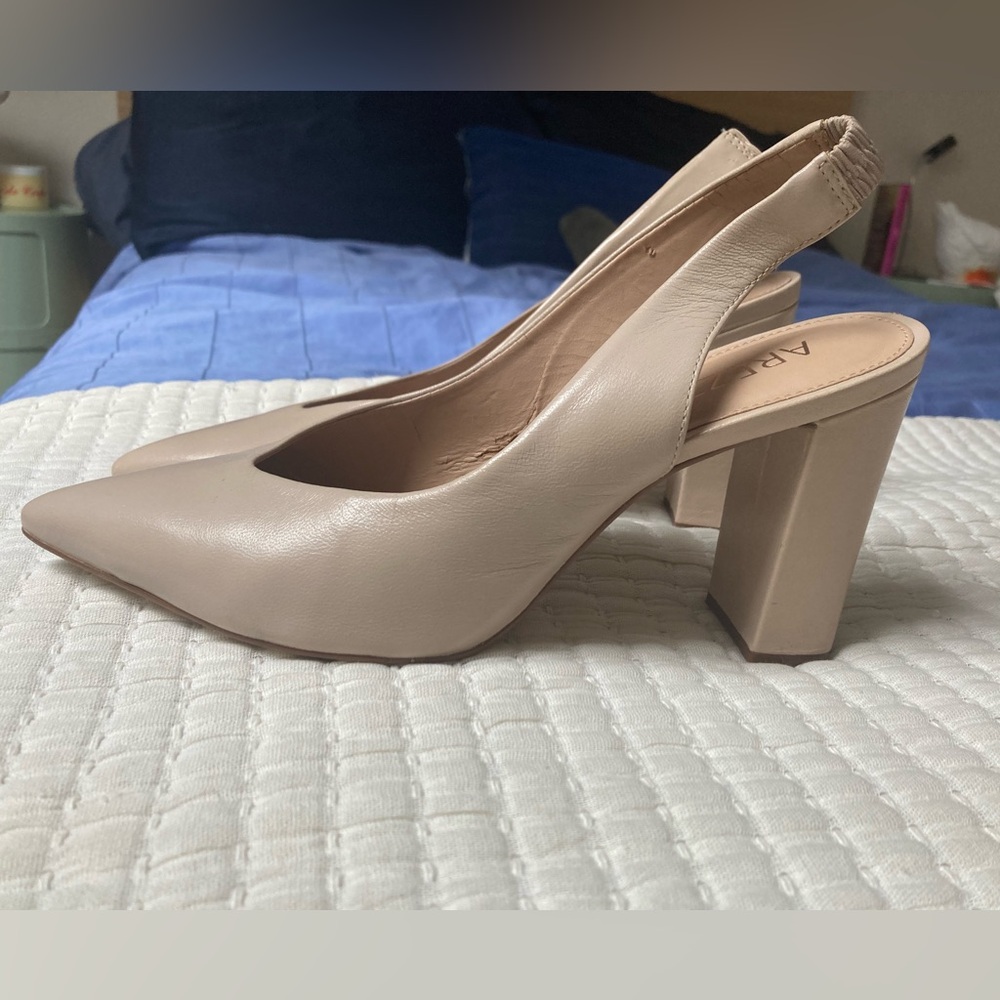 Arezzo Leather Sling Back Heels